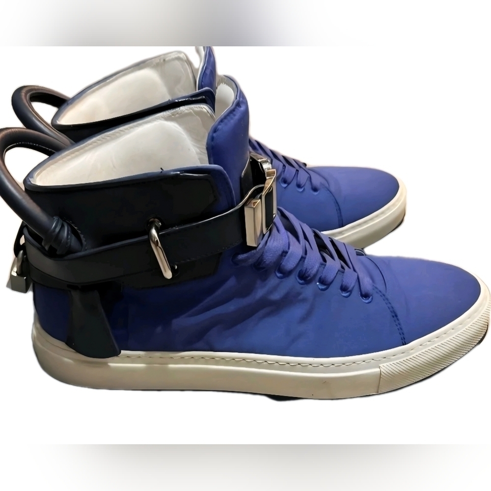 Buschemi Blue 100mm Fabric High Top Sneakers EU 43 US Men Size 10 - Picture 2 of 12